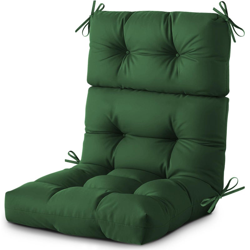 DANGHOOGY Outdoor/Indoor High Back Chair Cushion  Waterproof Outdoor Rocking Chair Cushion with Ties  Tufted Replacement Seat Cushions for Outdoor Furniture  Green - Image 1